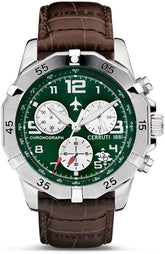 Cerruti 1881 Manciano Watch For Men Stainless Steel Dial With Leather Strap - 43 mm